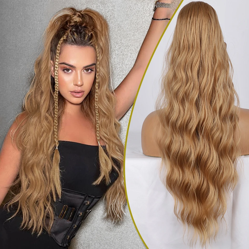 191646-3c3f29.jpg Sad7b50b3cd1549978eeb2ffed4b34ec8p Synthetic Ponytail Extensions for Women Long Wavy Fluffy Synthetic Ponytail Hairpiece Natural Soft Daily Use Mallzona