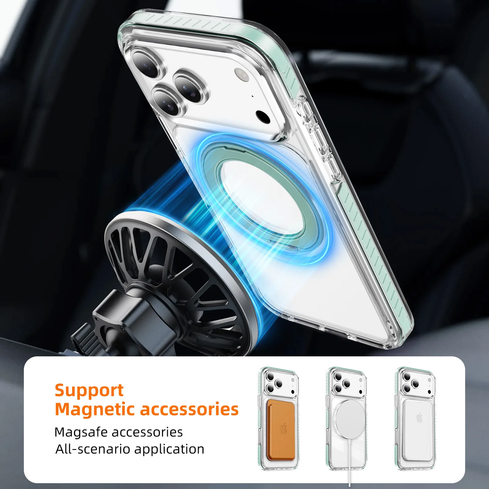 Universal 360° Rotating Ring Stand Case with Transparent Magnetic Cover