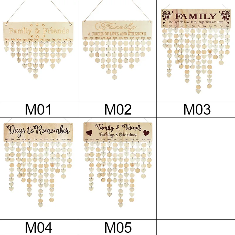 Description Picture 4 of item9 Styles Birthday Special Days Reminder Board Wooden Calendar Board Ornament Plaque Sign Wedding Wall Hanging Planner Board Gift