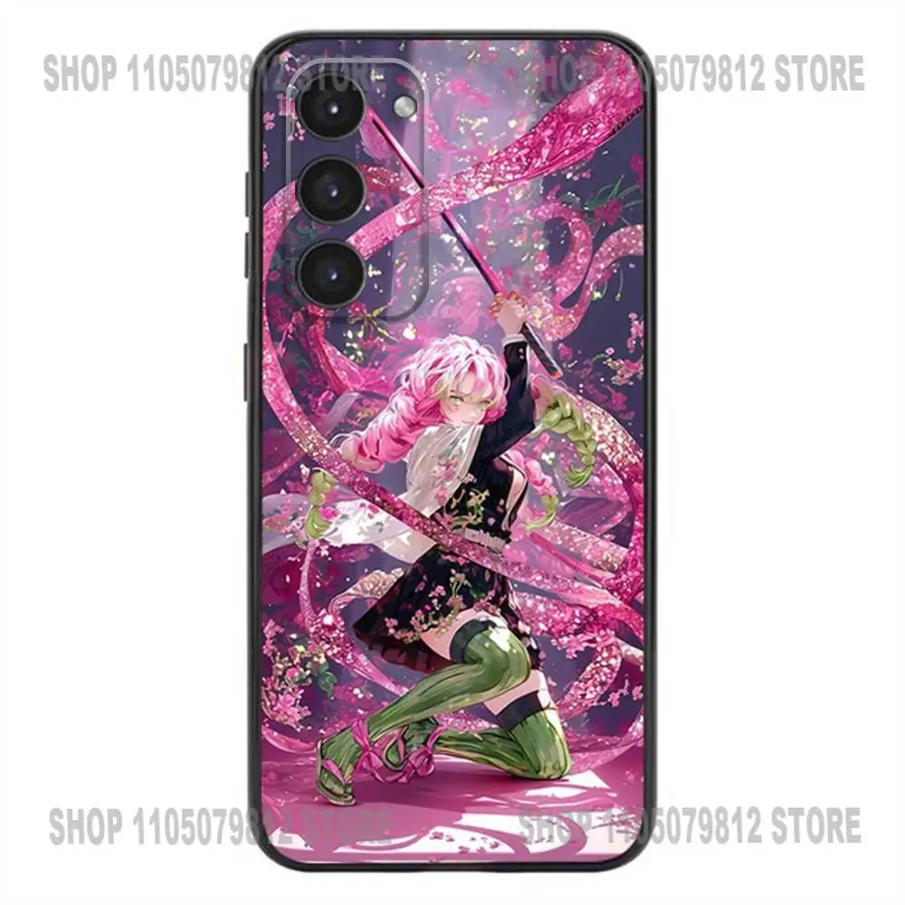 Elegant Mitsuri & Obanai Soft Silicone Black Phone Case
