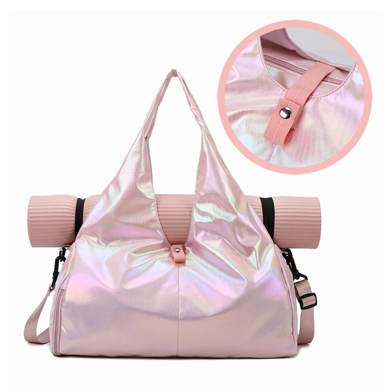 Women Sports Handbag Yoga Fitness Training Bag Fashion Laser Tote Bags Shiny Duffle Handbags Lightweight Carry On Shoulder Pack 5