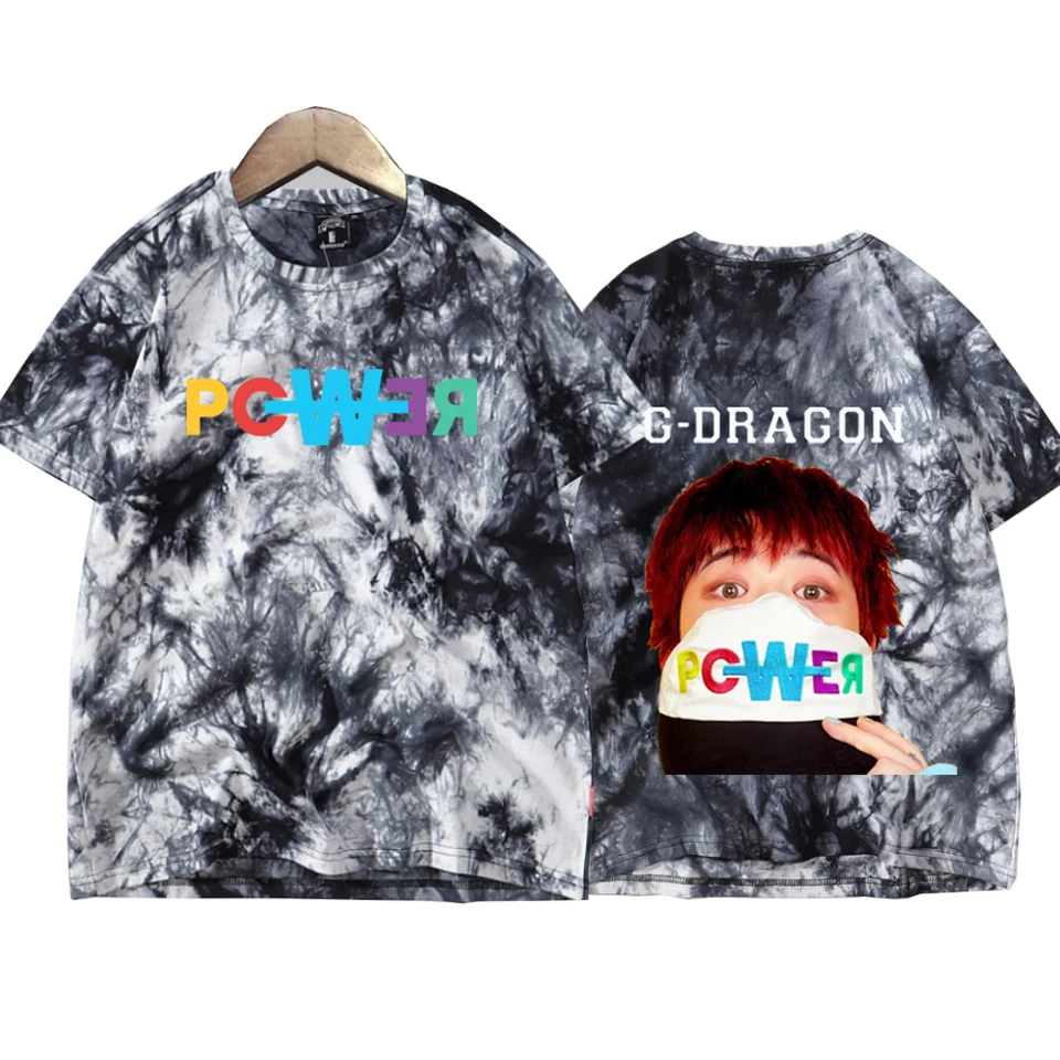 G Dragon POWER Tie Dye Shirts Unisex Round Neck Short Sleeve Tee