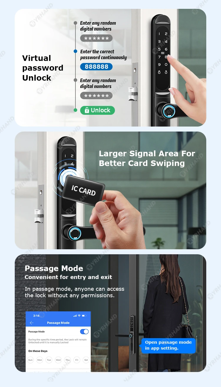 IP66 Waterproof Fingerprint TTLock Bluetooth APP RFID Card Code Keyless Electron