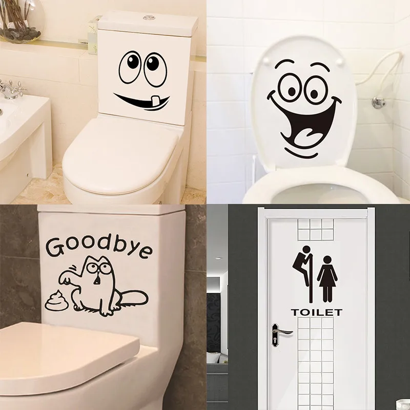 WC Toilet Entrance Sign Door Stickers For Public Place Home Decoration Creative Pattern Wall Decals Diy Funny Vinyl Mural Art