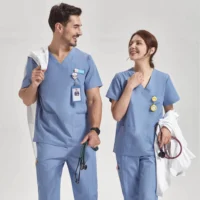 Ultra Light Scrub Set Medical Nurse Uniform for Women Men Hospital Doctor Workwear Poplin Fabric Veterinary Surgical Outfit 8020