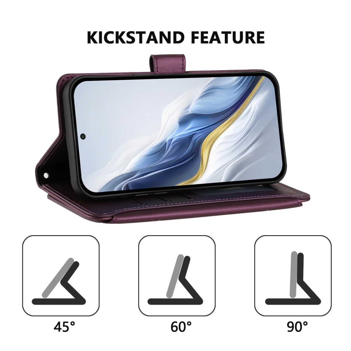 Faux Leather Zipper Wallet Phone Case with Card Holder