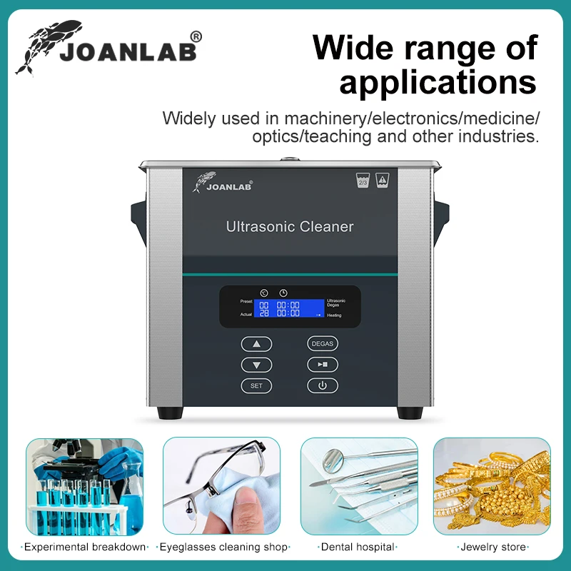 JOANLAB 220V Digital Heating Ultrasonic Cleaner Industrial Glasses Jewelry Dental Lab Cleaning Machine 2/3/6/10L