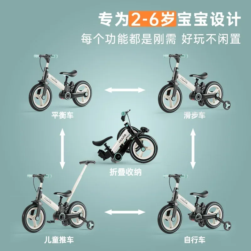 Nadle Children's Bicycle Balance Bike 2-in-1 Multi Functional Foldable Baby Bicycle Sliding Bike