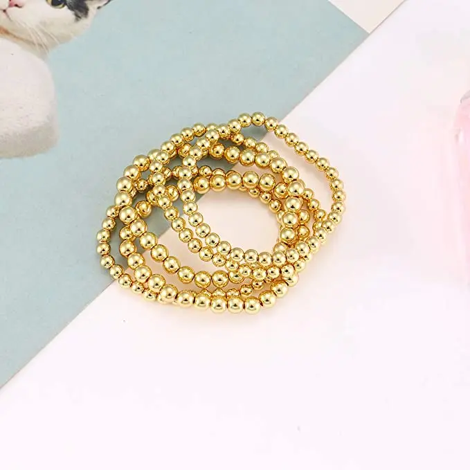 Acrylic Stretch Bracelets Bangle Gold Balls Silver Color Imitation Pear Tiny Beads Bohemian Boho Fashion Jewelry beaded bracelet,metal bracelet,metal bead bracelet