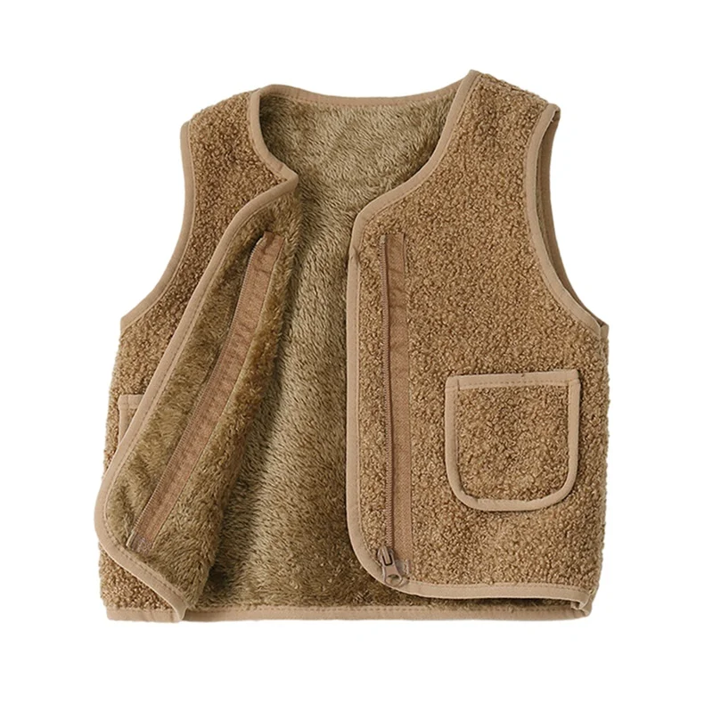 Children Vest Little Girls Boys Fleece Vest Outerwear Lightweight Solid Cute Fall Winter Jacket Clothes with Pockets