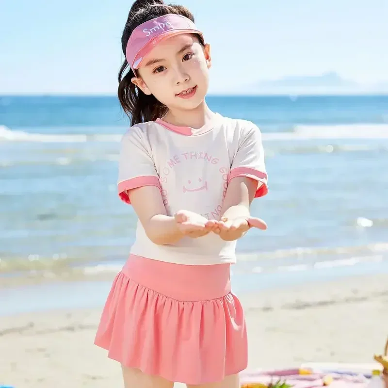 Korean Style New Children's Swimsuit for Girls Middle and Small Children Baby Split Skirt Swimsuit Swimming Pool