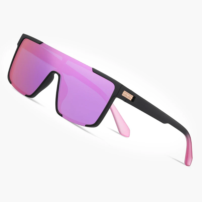 

New Large Frame Integrated Sunglasses Fashion Pink Transparent Colorful Polarizing Mirror European American Unisex Sunglasses