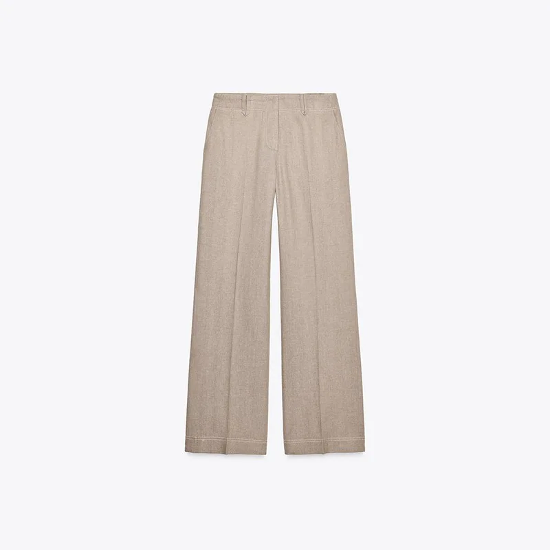 بناطيل كاجوال مجموعة النساء القطن الكتان التلبيب س...