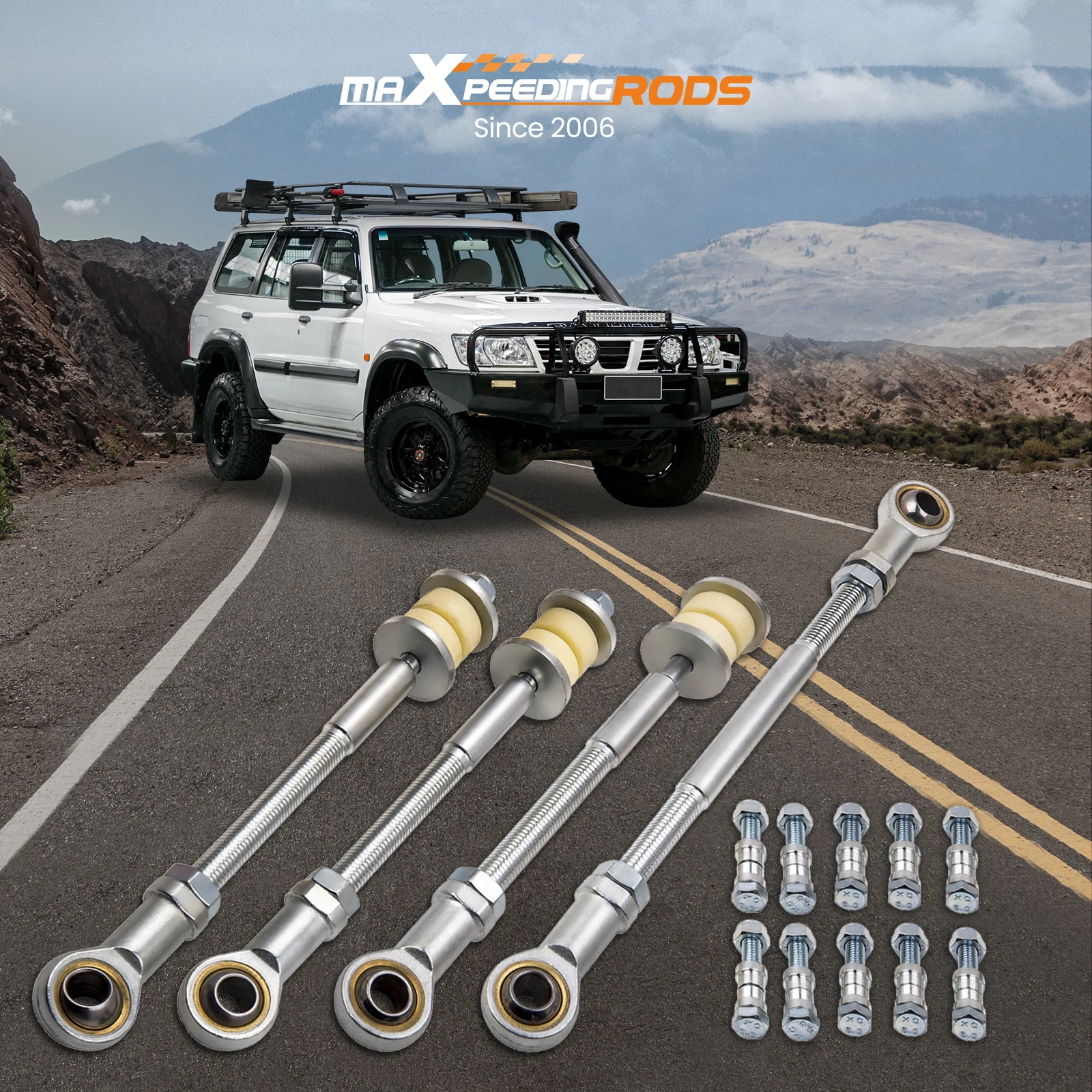 Front & Rear Adjustable Sway Bar Link Kits For Nissan Patrol GU Y61 2 inch Lift Aftermarket