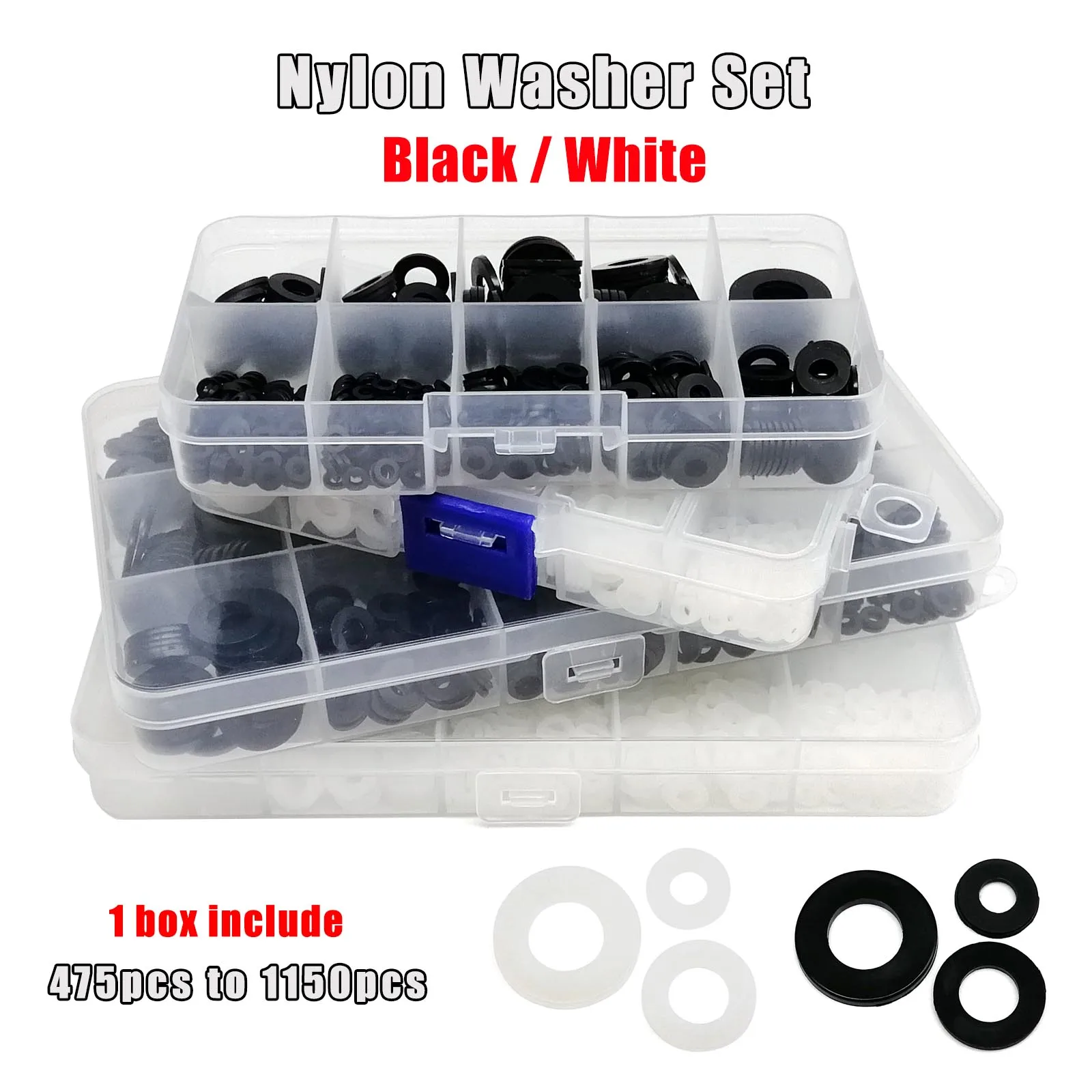 Nylon Flat Washer Plastic Spacer Gasket Ring Assortment Kit M2-M10 1 Box