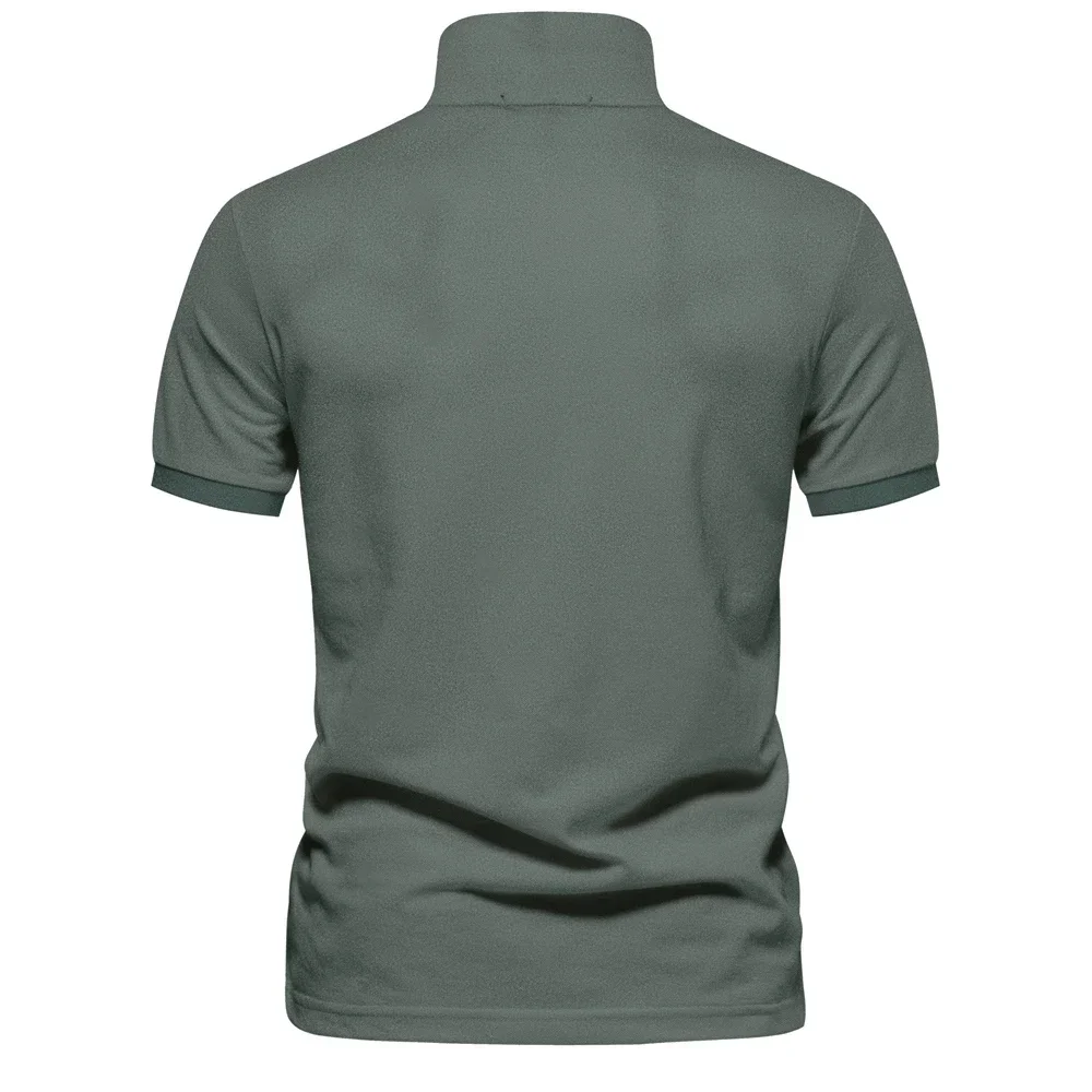Men’s solid color summer polo shirt with embroidered logo detail