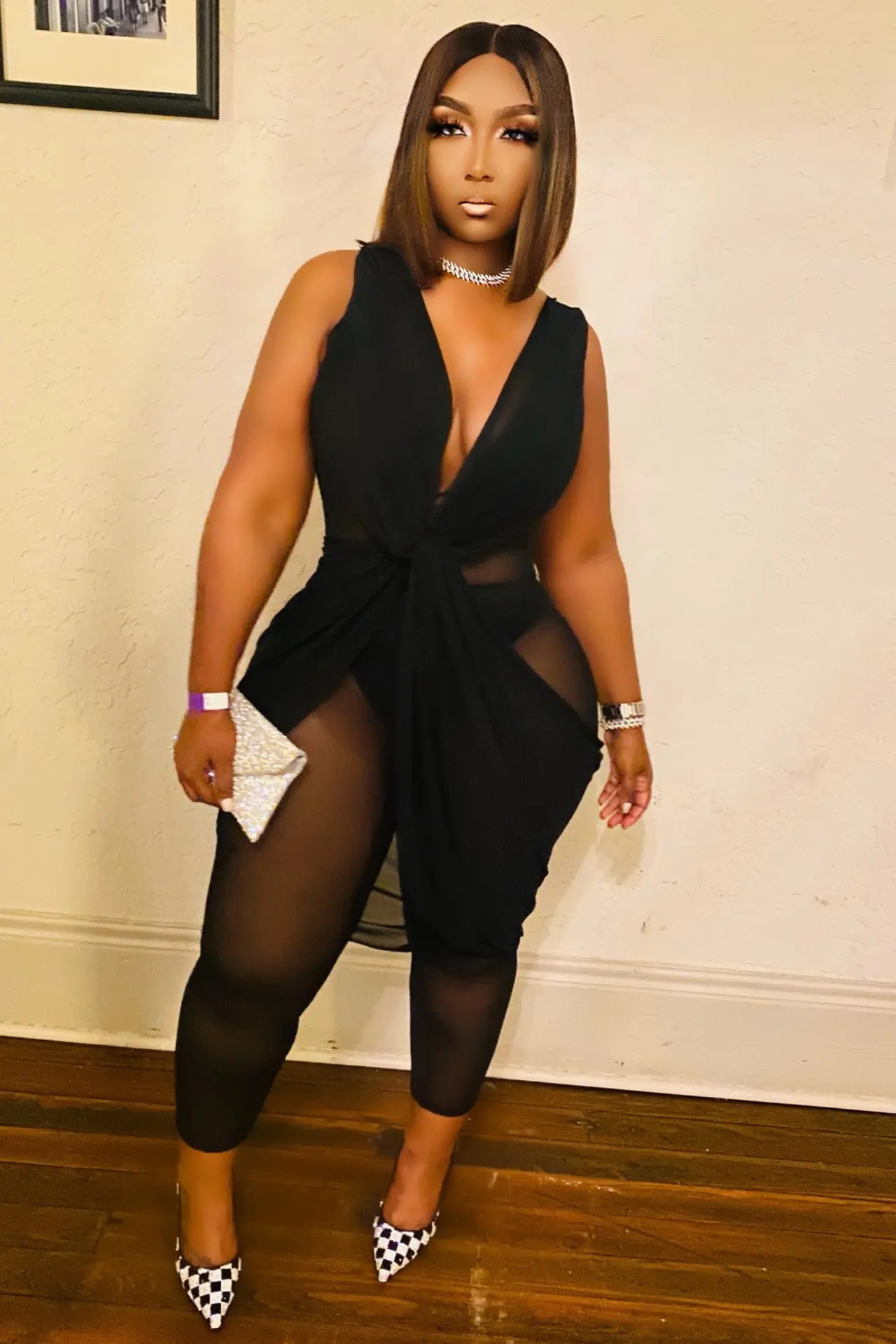 Plus Size Women Jumpsuit Mesh Sleeveless One Piece Outfits 2023 Summer Elegant Jumpsuit Luxury Cloth Fashion Female Pencil Pants