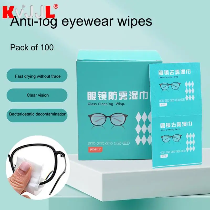 50100pcsGlassesCleanerWetWipeAntiFogMistingDustRemover