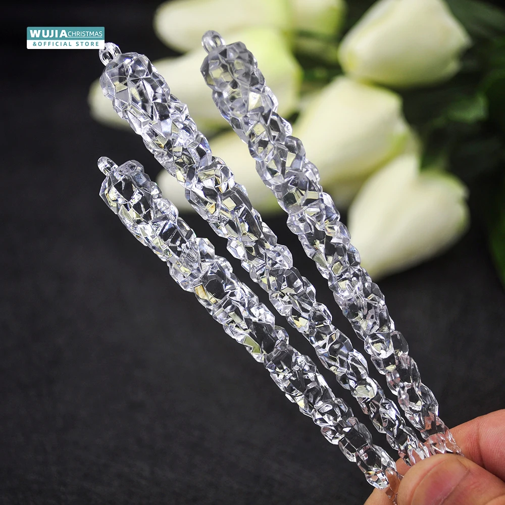 6pcs 15cm Christmas Simulation Icicles Xmas Tree Hanging Ornament Acrylic Fake Ice for Winter Party New Year Decoration Supplies
