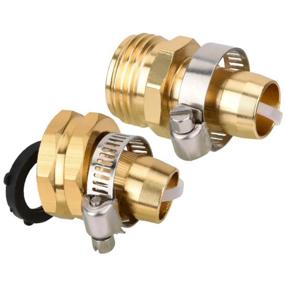 Connettore Riparazione Tubo Da Giardino In Ottone Massiccio - Femmina 3/4" Con Morsetti Inox E Guarnizione - 3