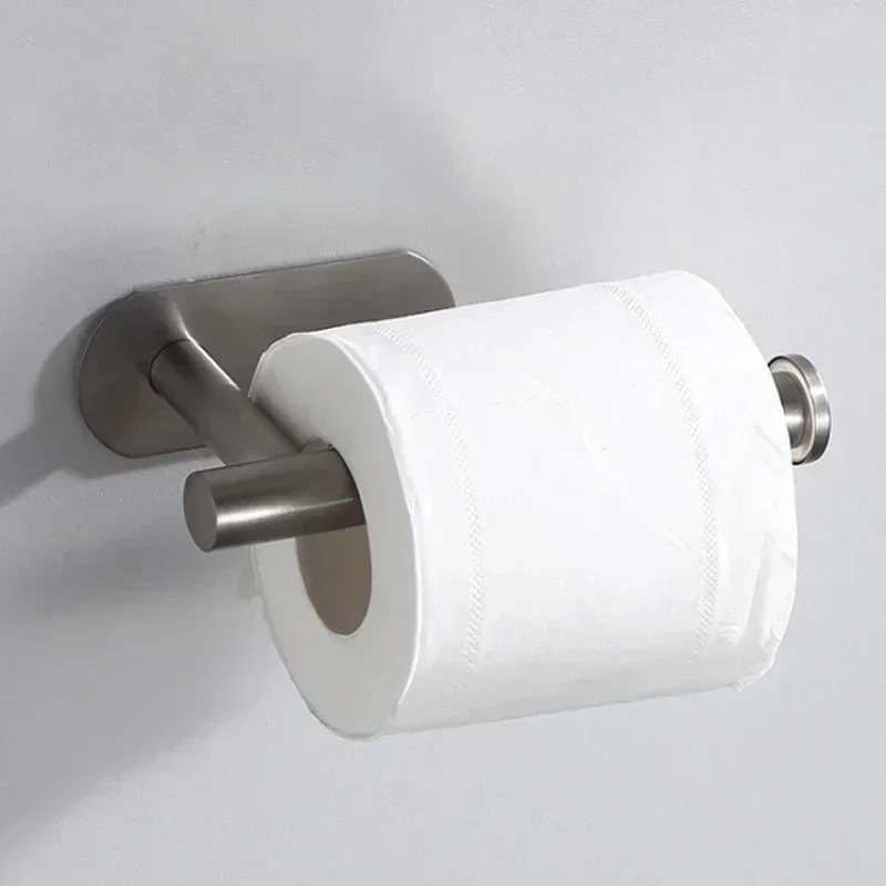 Stainless Steel No Drilling Self-adhesive Towel Bar Paper Holder Robe Hook Towel Rack Bathroom Hardware Set