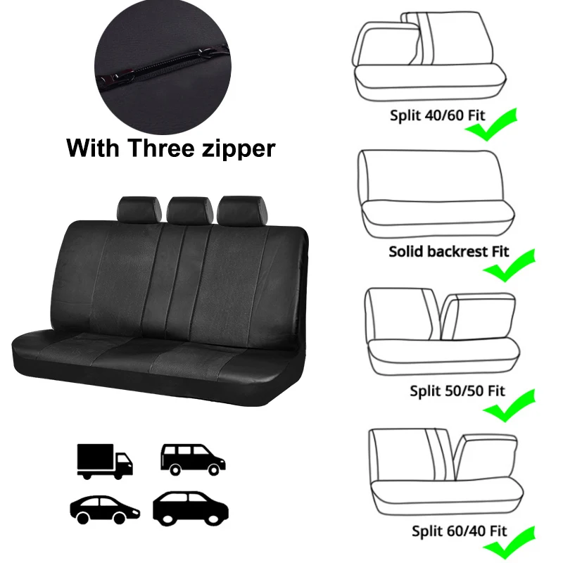 AUTO PLUS Universal Stepp Nähte Design PU Leder Auto Sitzbezüge Mit Airbag Kompatibel Hinten Sitz Split Luxus Stil – Detail 8