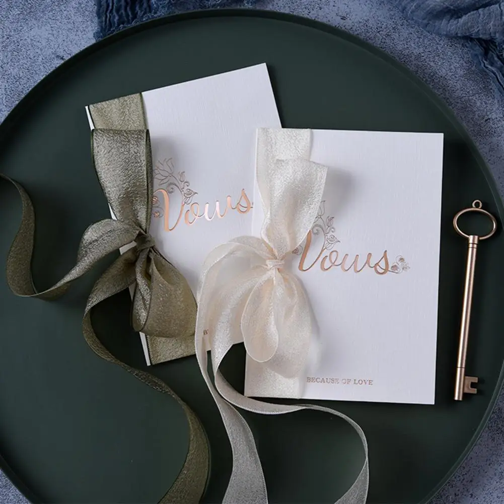 Wedding Vow Card Elegant Wedding Vow Books Gold Foil Lettering Ribbon Accents for Bridal Showers Engagements Ceremonies His Hers wedding vow notebooks