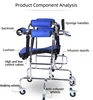 Adjustable Height Rolling Upright Walker with Seat and Brakes Walking Aid for Disabled Hemiplegia Stroke Patient 4