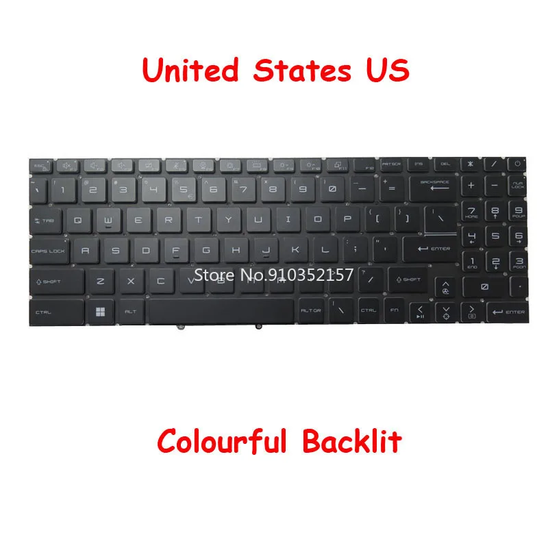 

Single zone RGB Backlit Keyboard For MSI Crosshair 15 15-A11U A11UCK A11UDK A11UEK English US Russian RU Japanese JP No Frame