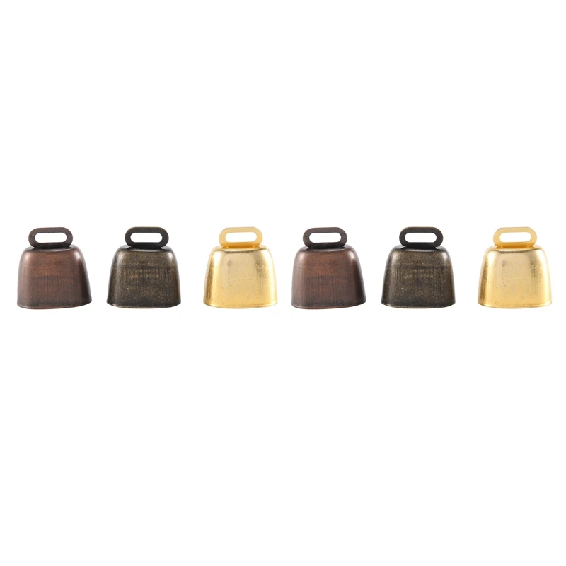 6 Pieces Cow Horse Sheep Grazing Small Brass Bells Cowbell Retro Bell For Grazing Copper(Green Bronze, Red Bronze, Gold)