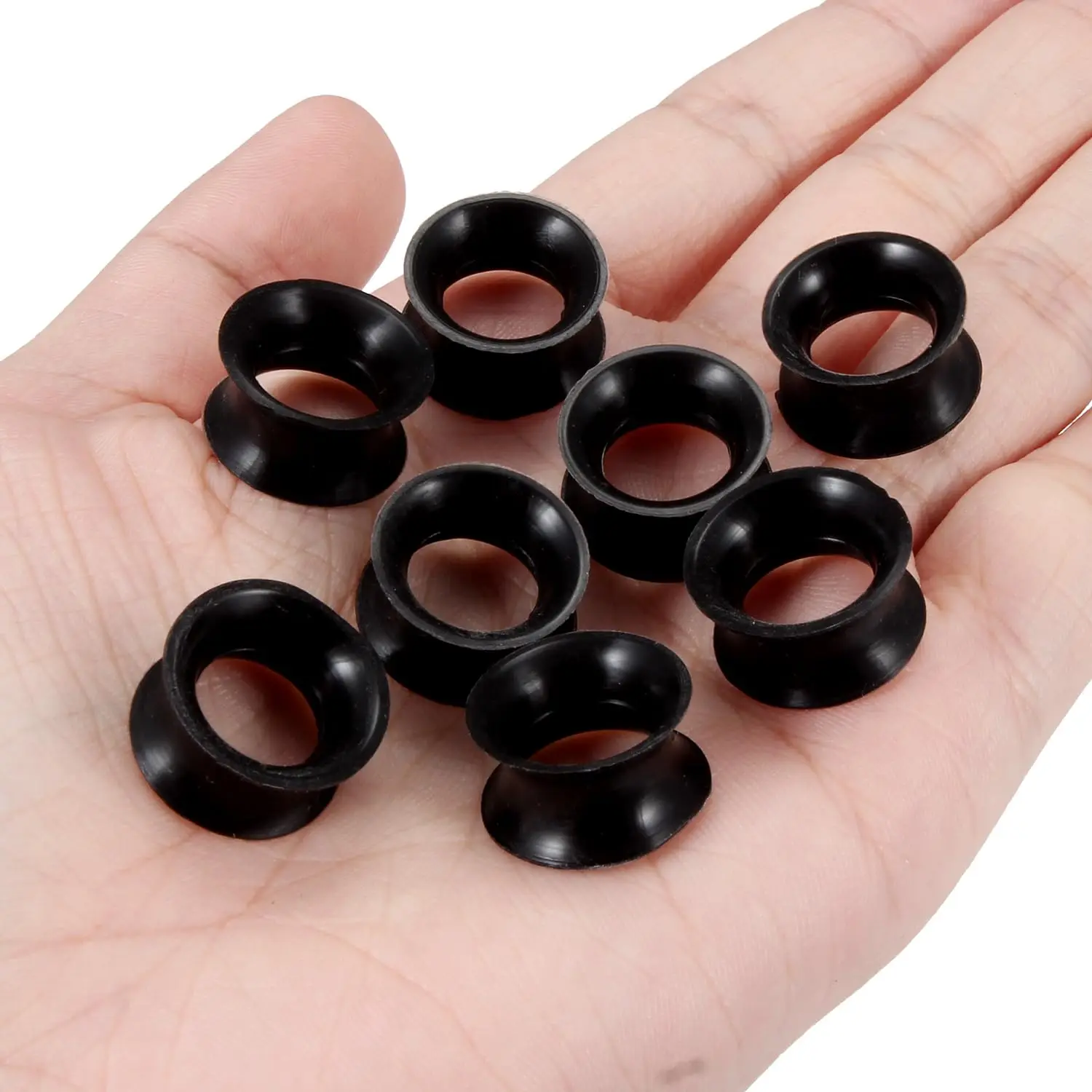 4 Paar schwarz-weiße, klare, ultradünne, doppelt ausgestellte, flexible Tunnel-Ohr-Expander-Stretching-Stecker-Ohrringe aus Silikon, 3 mm–38 mm – Detail 11
