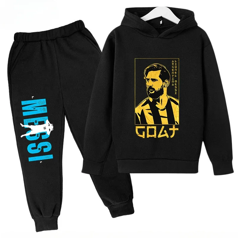 thumbnail image 1 of Conjunto de sudadera con capucha para niños y pantalones deportivos de 2 piezas para niños y niñas Ropa infantil con estampado de Messi Ropa de bebé, 1 of 5