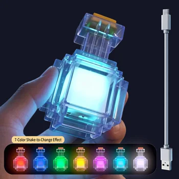 Rechargeable Night Light 7 Color Liquid Medicine Bottle Pixel Wind Peripheral Design Game Toy Bedroom Decoration Lamp Kids Gifts 1