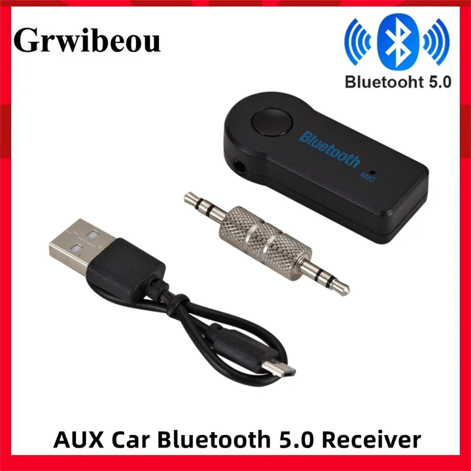 Car Bluetooth 5.0 Receiver 3.5mm AUX Jack Stereo Audio Transmitter Speaker Amplifier Wireless Adapter Mic