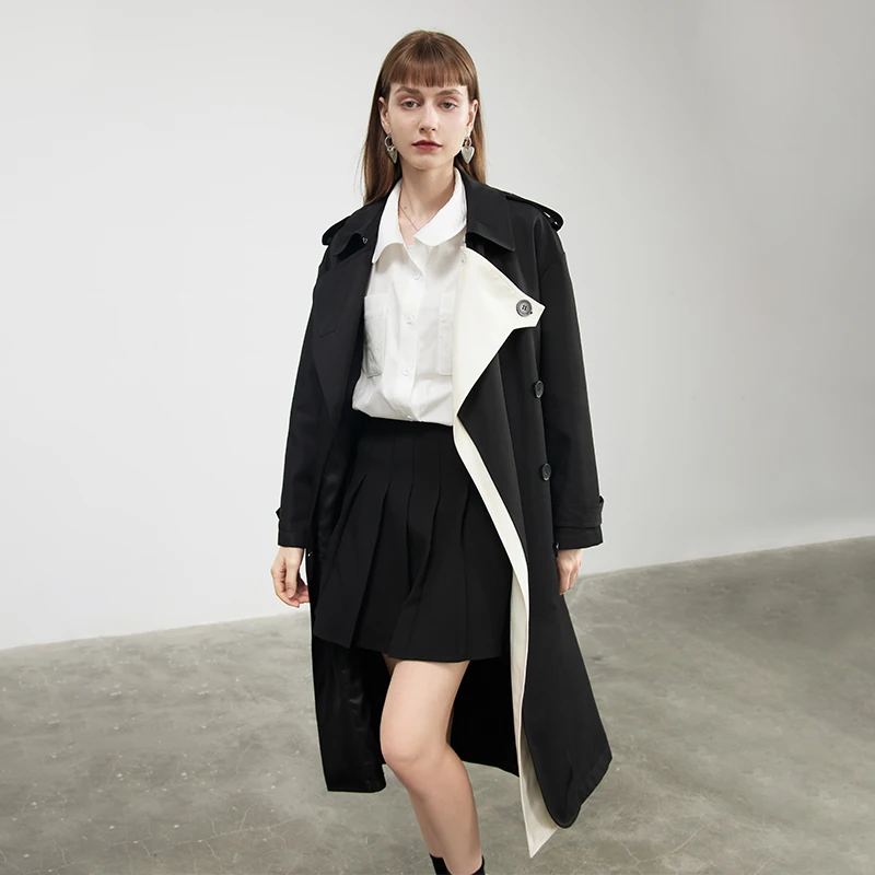 

Dodc Windbreaker Women 2022 New Autumn Design Sense Niche British Style High-End Casual Loose Black Coat