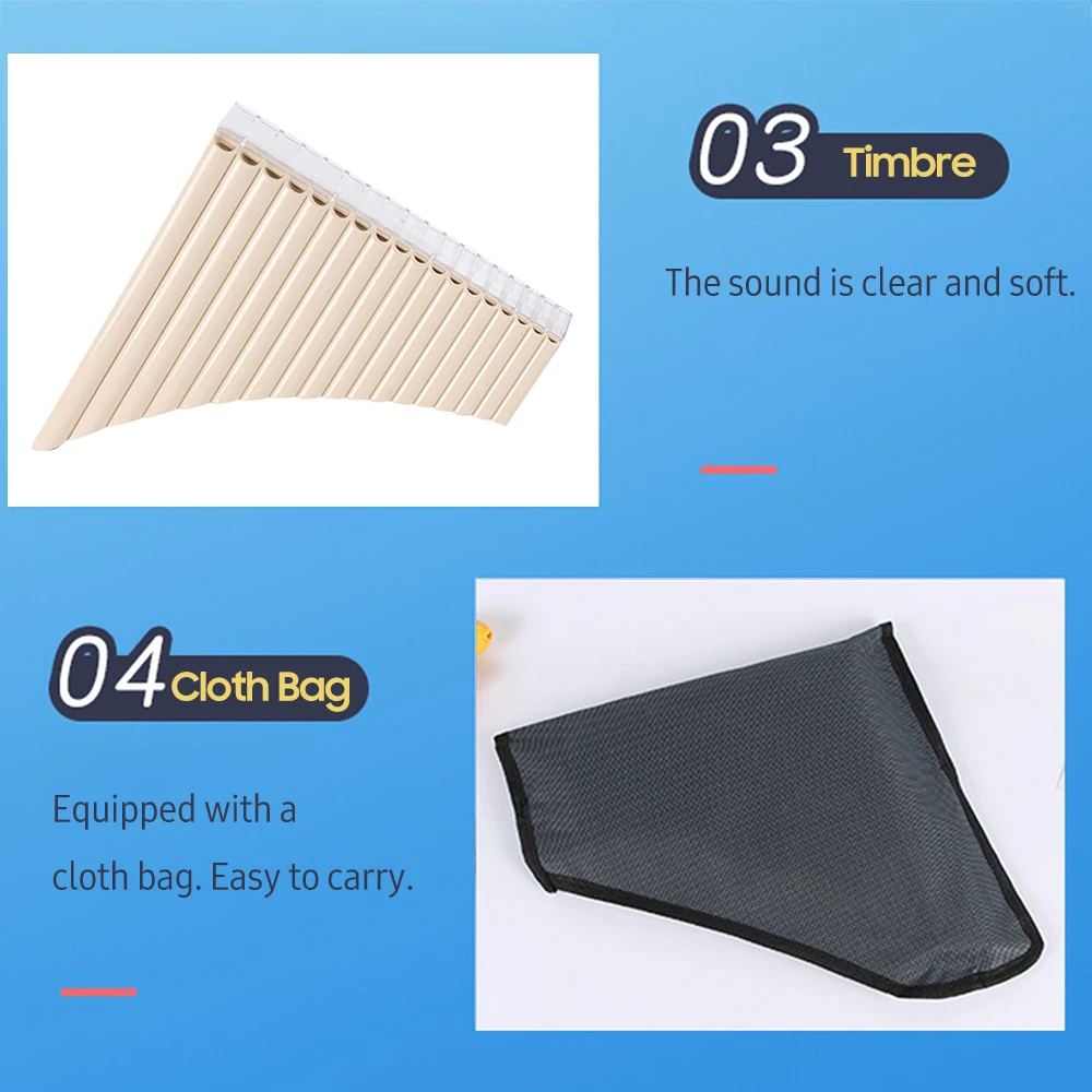 18 Pipes Pan Flute C Key Panpipes Pan Pipes Mouthpiece Wind Instrument Students Beginners Carrying Bag Music Gifts