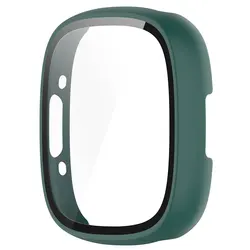 Premium Tempered Glass PC Case: All - Around Anti - Scratch Protective Cover - Fitbit Sense 2 (Green)