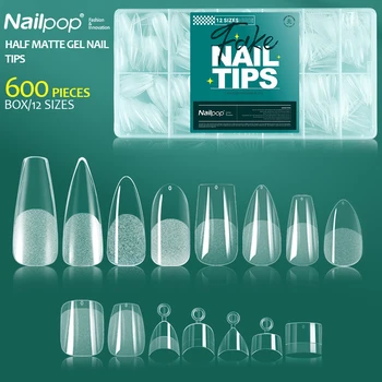 Nailpop 600PCS Gel morbido X Punte per unghie Copertura completa Bara Stiletto Unghie finte Extra corto Mandorla Quadrato Soak Off Gel Punte per unghie finte 1