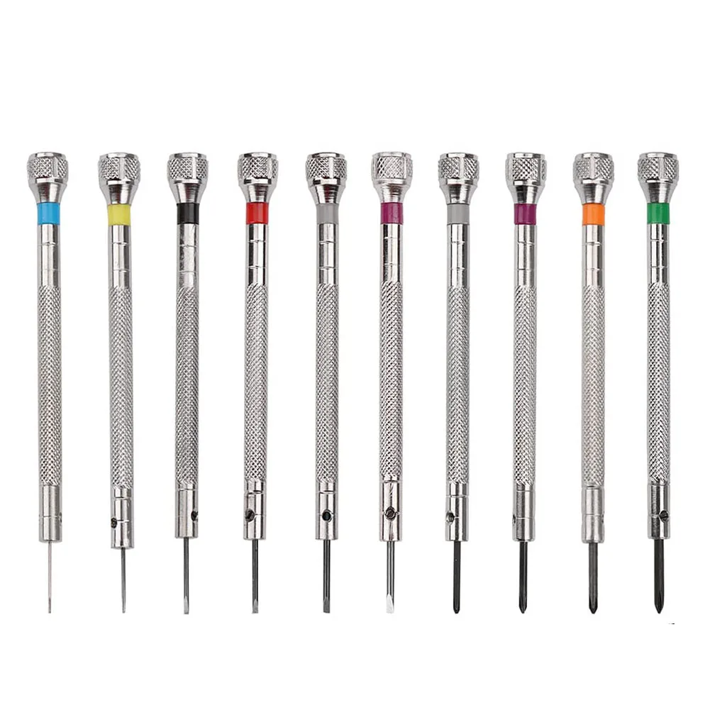 

10 Pieces Precision Screwdrivers 0.6-2.0mm Watchmaker Screwdrivers With Demagnetizer Cross Socket Driver Screw Set Watch Tool