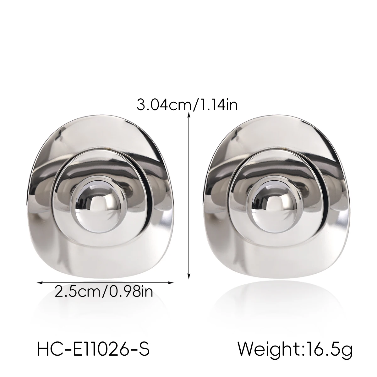 18K vergoldete geometrische Kugel-Ohrstecker für Damen, 3 Stück, zweifarbiger Edelstahl, hypoallergen, wasserfest, Schmuckgeschenk – Detail 6