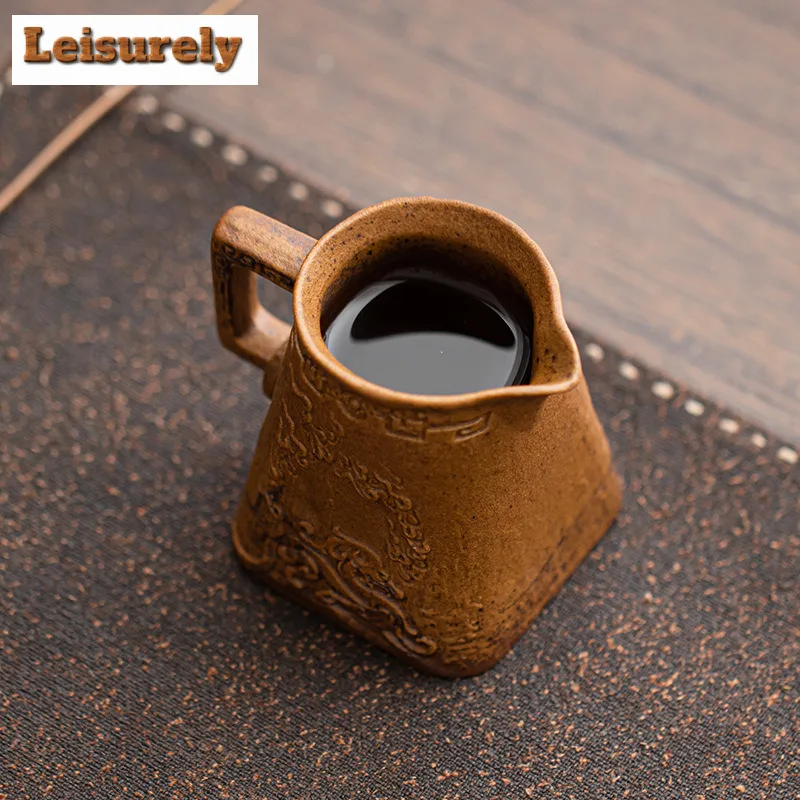 110ML Handmade Sauce Glazed Fretwork Tea Pitcher Pour Tea Cha Hai Dispenser Justice Cup Fair Mug Chinese Tea Set Accessories