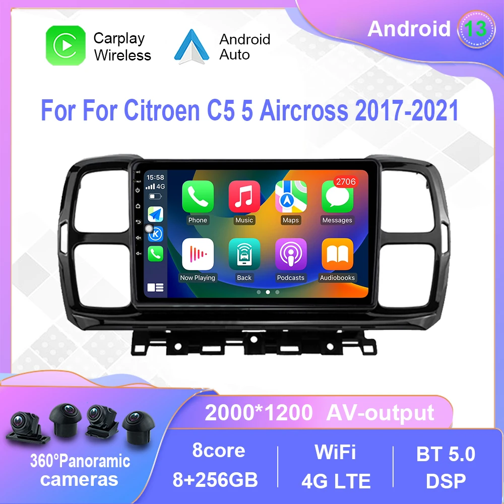 

Автомагнитола 2 din на Android 12,0 для Citroen C5 5 Aircross 2017-2021, мультимедийный видеоплеер, навигация, стерео, Carplay, dvd