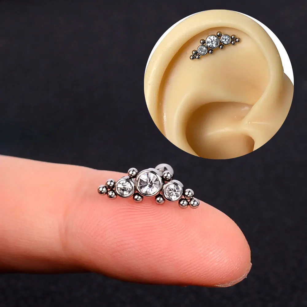 1 stück Edelstahl Ohr Piercing Bolzen Schlange Mond Runde Kugel Arc Knorpel Helix Conch Ball Schraube Zurück Ohrring Körper schmuck – Detail 31