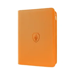 Premium 9 - Pocket Zipper Card Binder with Durable Side - Loading Design (Orange)
