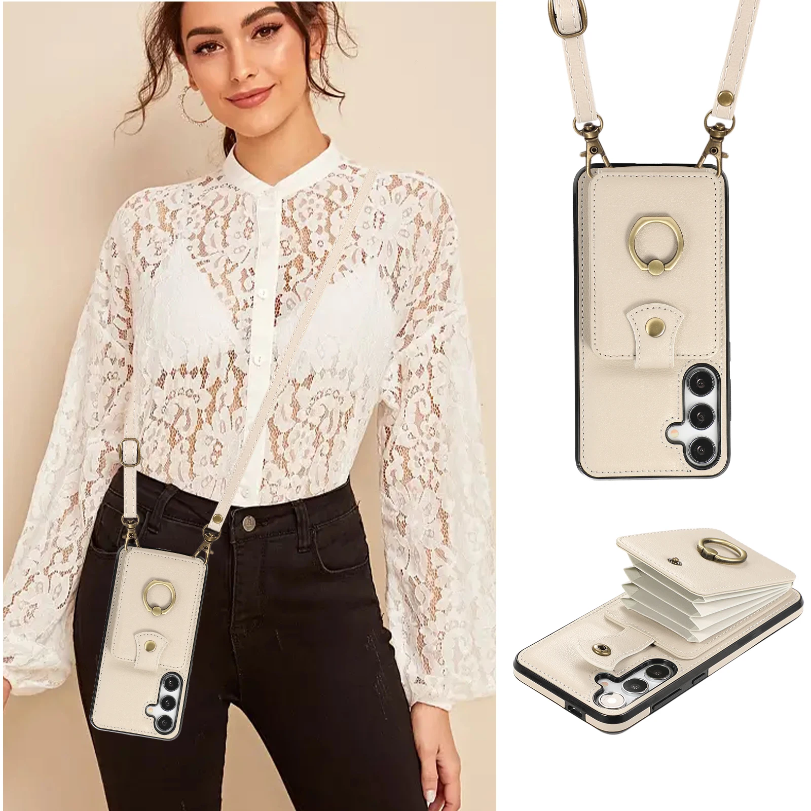 Sleek Crossbody Leather Wallet Phone Case