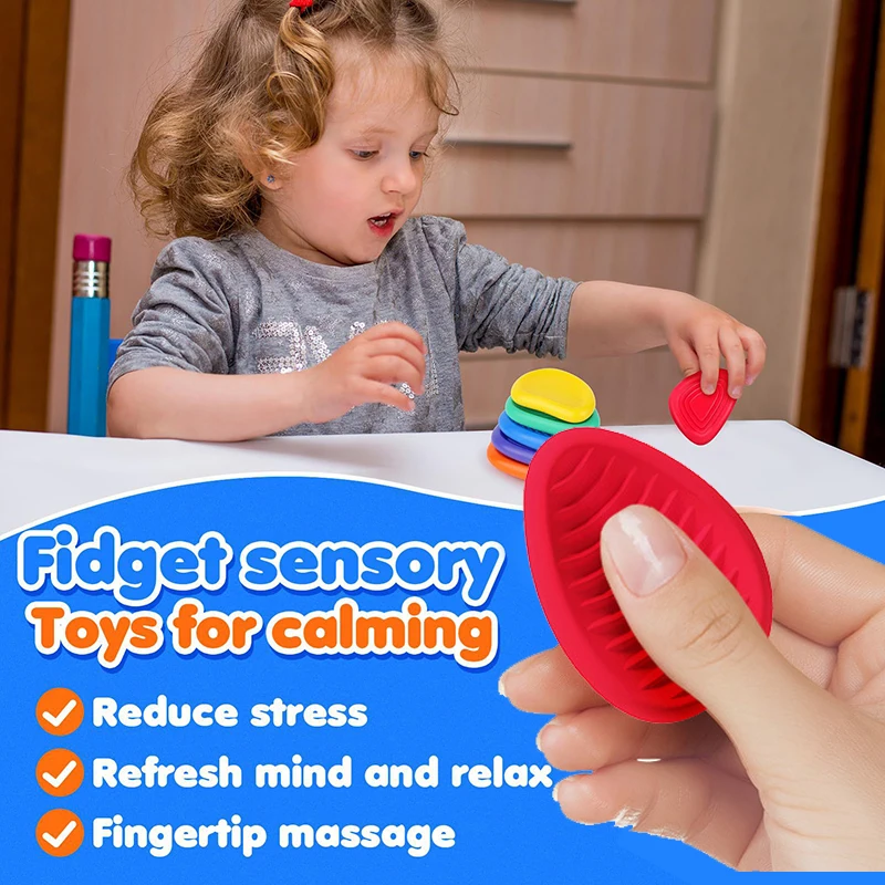 6PCS Soft Worry Stone Fidget Toy Autism Kid Calming Sensory Stone Fidgeting Stress Fingers Activity Toy Adults Anxiety ReliefToy fidget toy,sensory fidget toy,anti stress toy,finger sensory toy