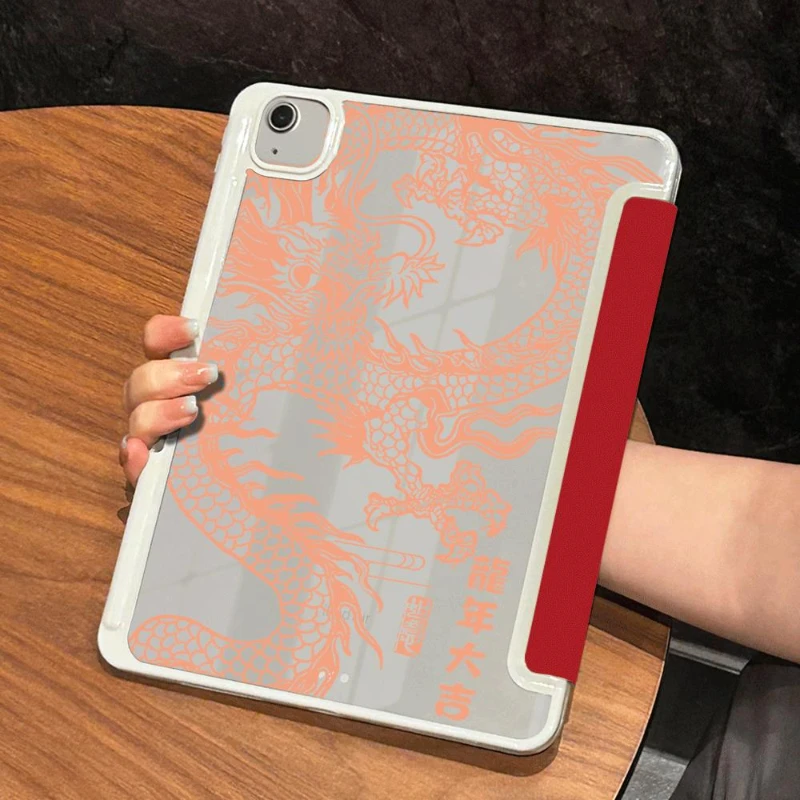 Exquisite Dragon Paint Smart PU Tablet Case