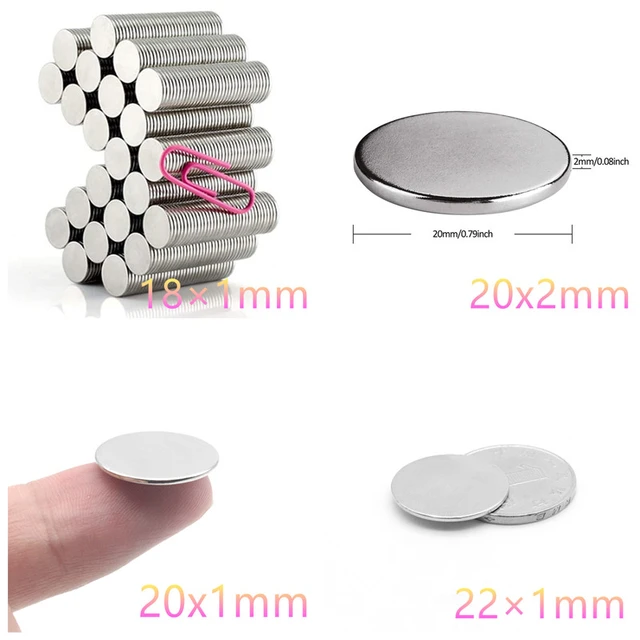  Potentes imanes de disco de neodimio N35 de 0.591 in x 0.039  in, imanes redondos magnéticos fuertes para construcción, ciencia,  bricolaje, refrigerador y armario de cocina, imán de botón redondo (100