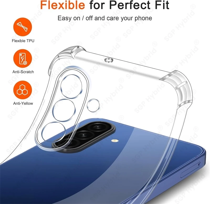 Clear Crystal Shockproof Transparent Phone Case with Camera Protector, Soft TPU Cover