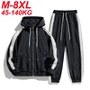 Men Jacket 2 Pcs Set Zipper Stripe Tracksuit Hooded Plus Size 6XL 7XL 8XL Streetwear Sportswear Male Long Sleeve 2025 Spring 1